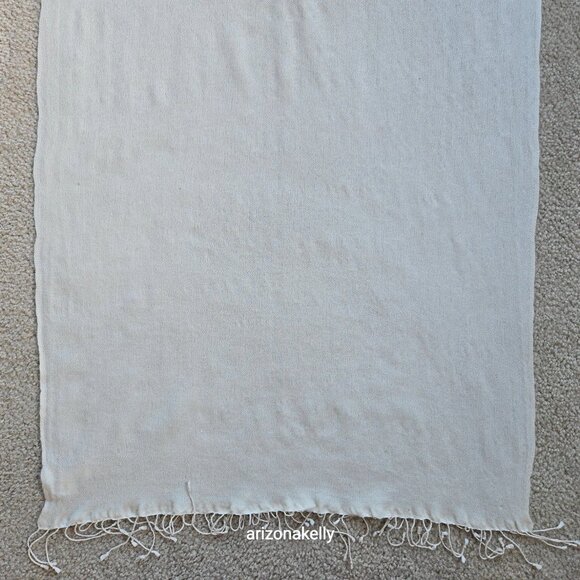 Silk/Cashmere Woven Scarf Ivory - Picture 6 of 13